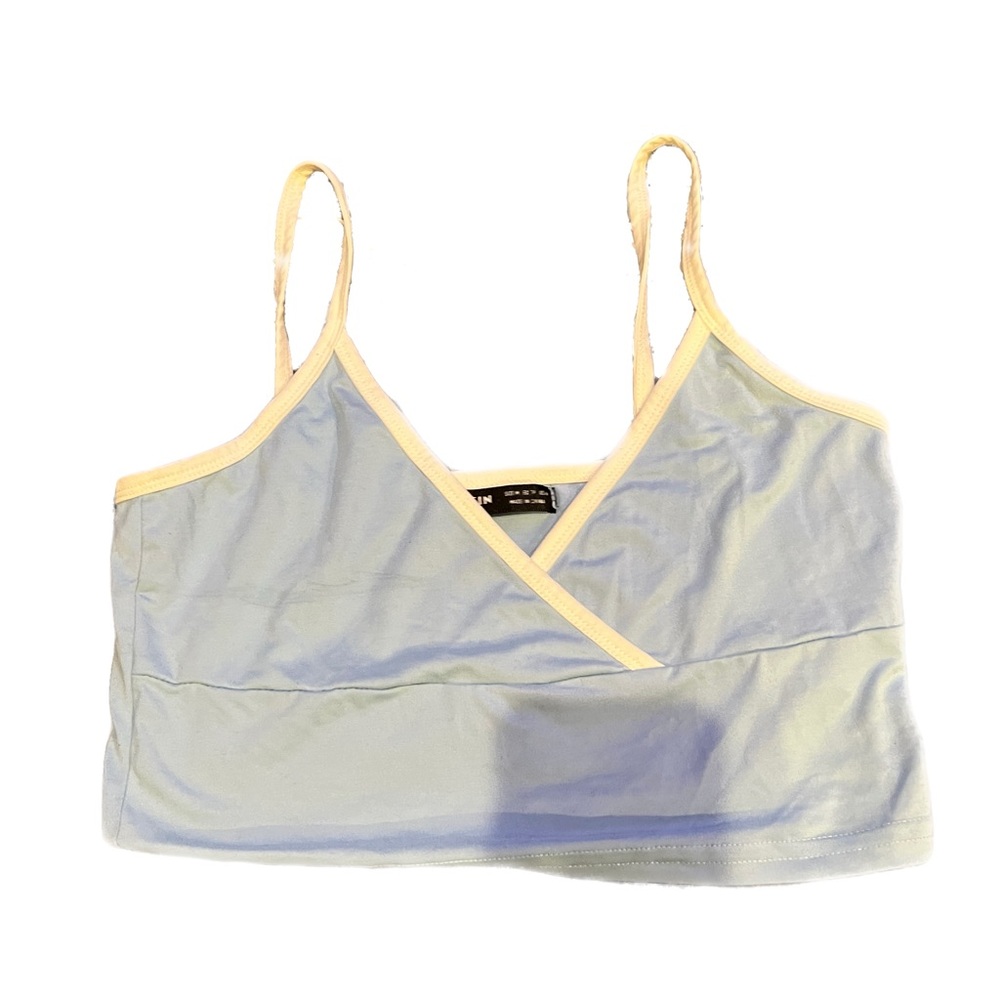 Blue and white cropped tank